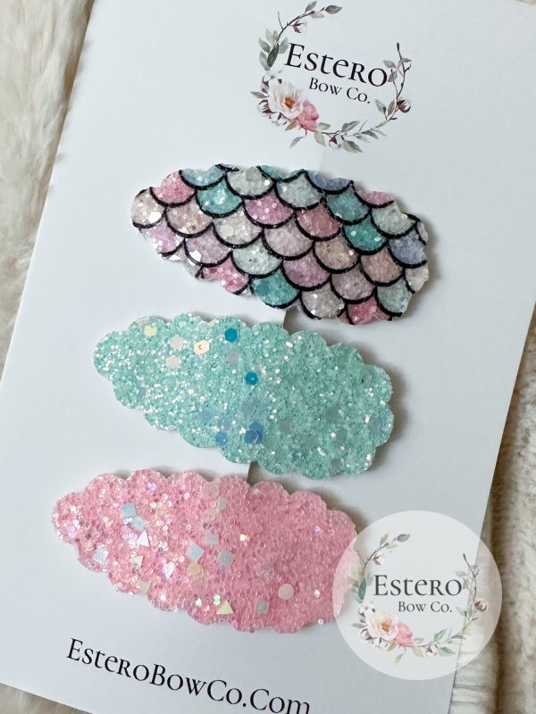 Mermaid Snap Clip Set of 3 - Glittery, Ocean-Inspired Hair Accessories