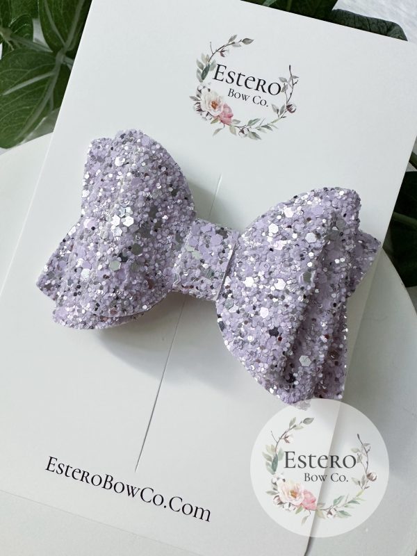 3.5” Purple Glitter Hair Bow