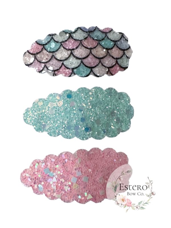 Mermaid Snap Clip Set of 3 - Glittery, Ocean-Inspired Hair Accessories - Image 2