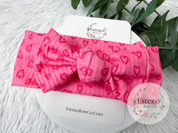 Neon Pink Hearts Headwrap - Valentine's Day Baby Headwrap