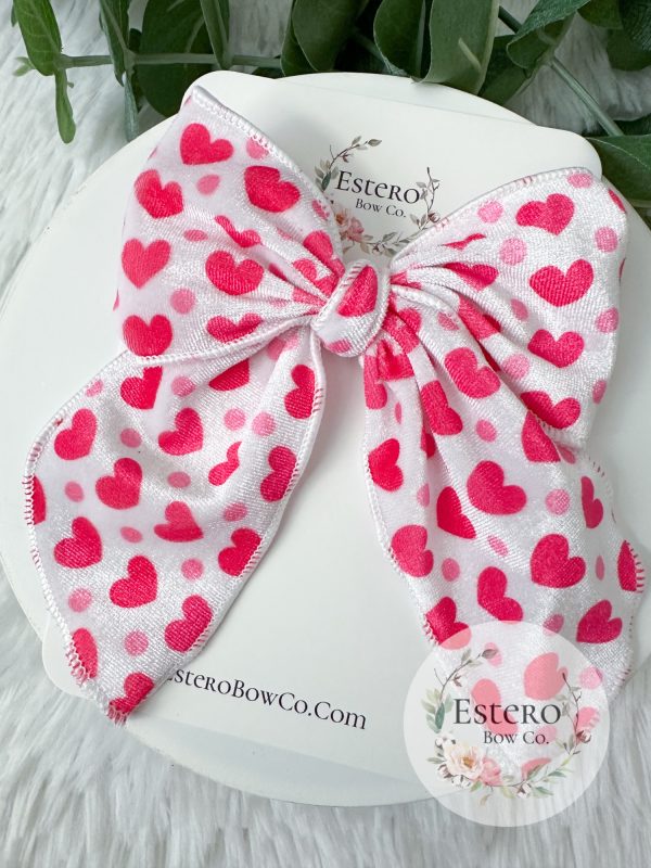 4.5" Valentine's Day Fable Bow - Heart Hair Bow