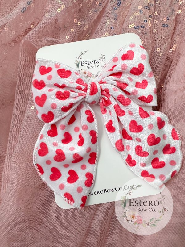 4.5" Valentine's Day Fable Bow - Heart Hair Bow - Image 2