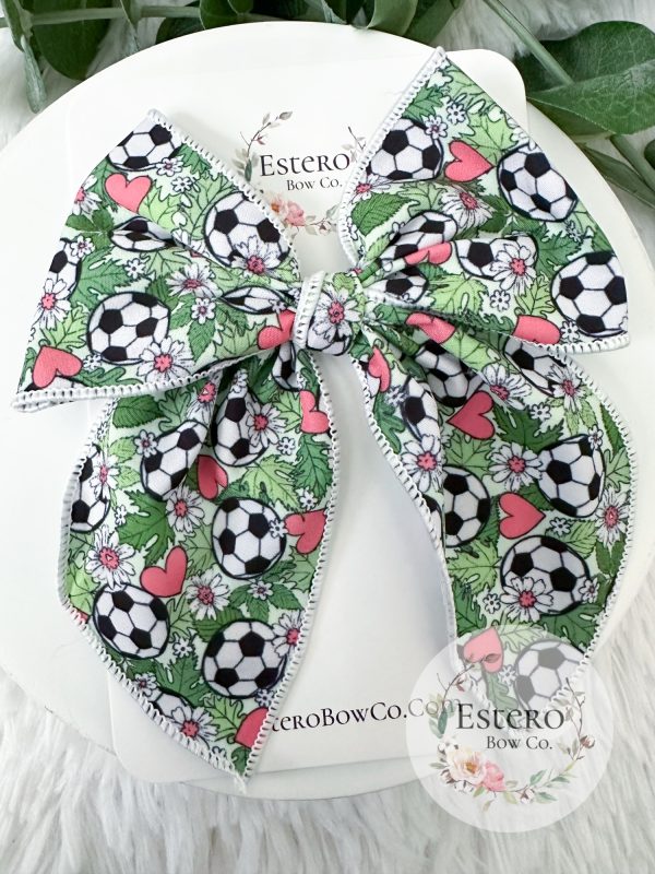 4.5" Soccer Fable Bow - Soccer Hair Bow - Image 2