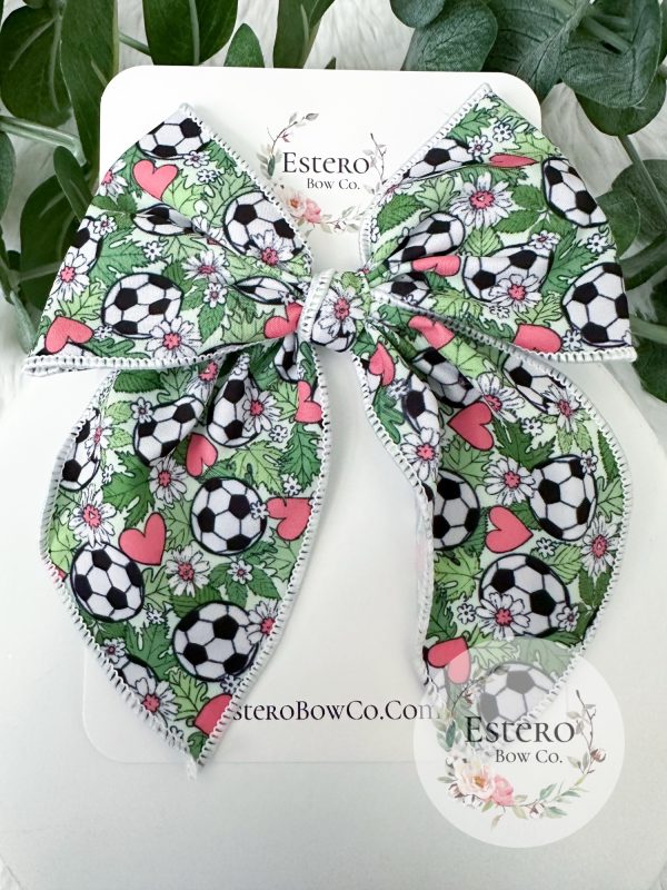 4.5" Soccer Fable Bow - Soccer Hair Bow