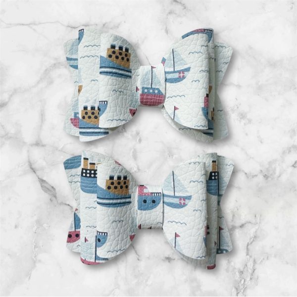 2.5” Boat Hair Bow - Sailboat Hair Bow for Baby, Toddler, & Child - Image 3